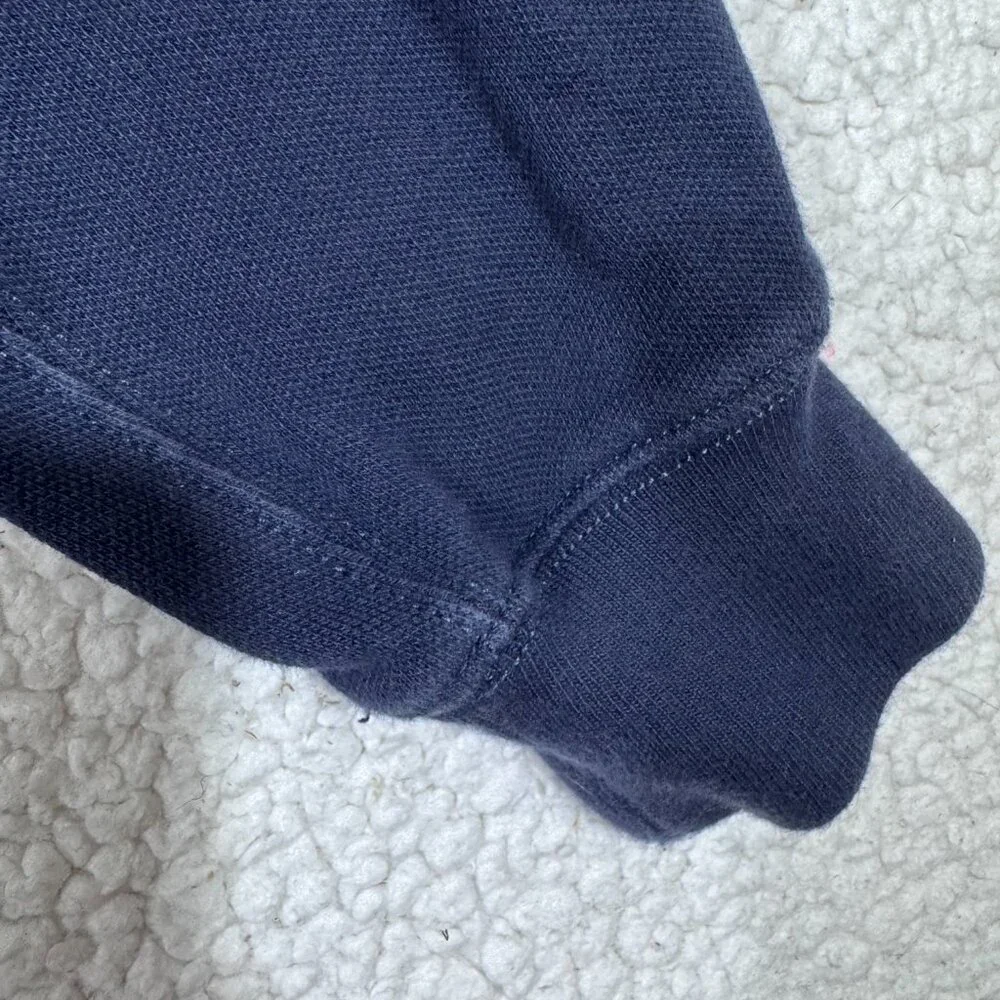 J.CREW Mens Pique Fleece Polo Collared Slim Fit Sweatshirt L Navy Blue
